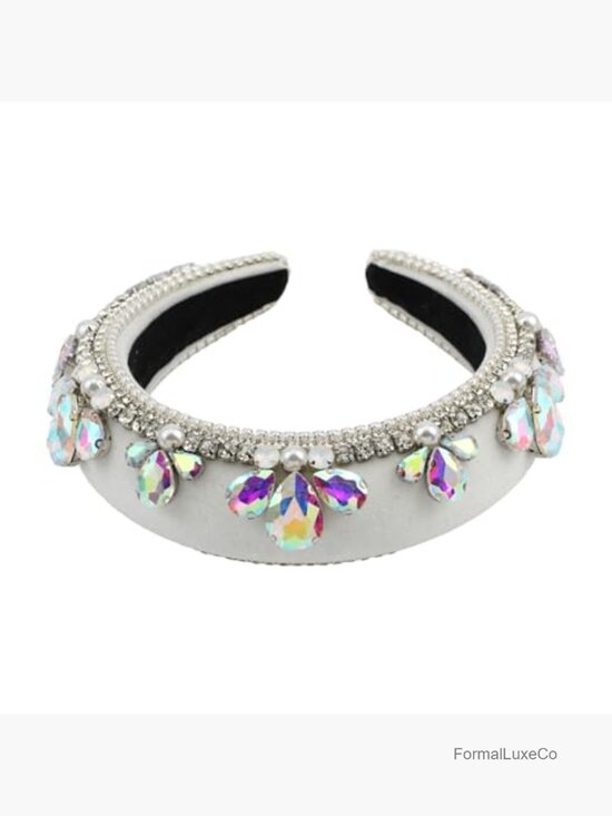 Vintage Baroque Crystal Pearl Padded Velvet Headband